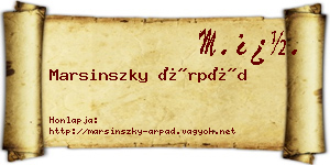 Marsinszky Árpád névjegykártya